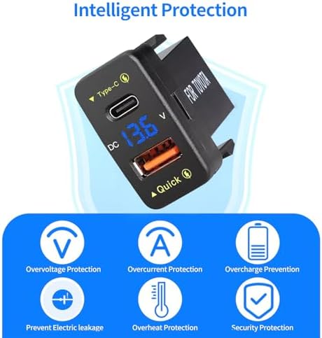 Levigo Dual USB Car Charger – 18 W Power Delivery & Quick Charge 3.0 for Toyota – Compact, LED Voltmeter Display for Real-Time Voltage Monitoring – Universal Compatibility for 12 V/24 V Vehicles – Fast Charging Solution for Smartphones and Tablets