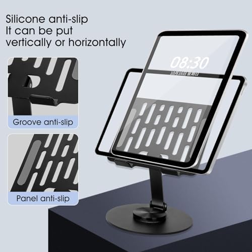 Versatile Adjustable Metal Tablet Stand – Foldable Height-Adjustable Holder for Tablets Up to 12 Inches, Perfect for i Pads and More – Sleek Black Finish for Ultimate Style and Stability in Any Workspace