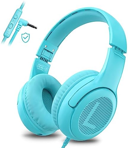 Premium Volume-Limiting Kids Wired Headphones with Microphone – Ultimate Hearing Protection at 85/94 d B – Foldable On-Ear Design for Effortless Travel – Perfect for Learning, Gaming, and Entertainment – Universal 3.5 mm Compatibility for All Devices