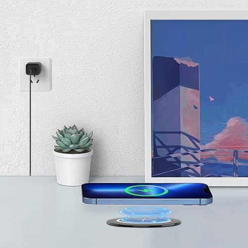 Magnetic Wireless Charging Station for Apple Devices – Fast Qi-Enabled Desktop Charger for i Phone 16/15/14/13/12 Pro/Max/Plus & Air Pods 3/2/Pro 2/Pro (Sleek Black Design) – Effortless Alignment & Cord-Free Convenience for Home or Office