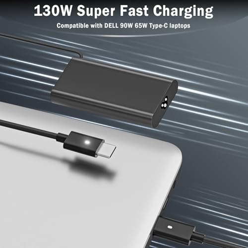 High-Performance 130 W USB-C Laptop Charger for Dell XPS, Precision & Latitude – Fast Charging, Enhanced Compatibility & Safety Features for Ultimate Efficiency and Reliability