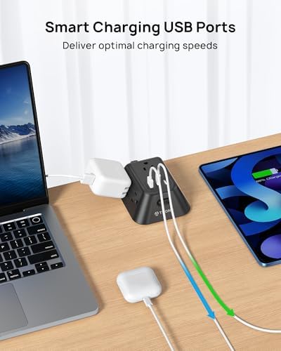 Ultimate Desk Clamp Power Strip: 5 AC Outlets & 3 USB Fast Charging Ports, Mountable Surge Protector for Home Office & Gaming, Fits 1.97″ Thick Table Edges, 6 FT Flexible Extension Cord, Enhance Productivity & Organize Your Workspace
