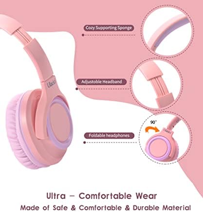 Comfort-First Volume-Limited Kids Headphones – Foldable Wired Earphones in Blue for Safe School & Travel Listening – Adjustable Fit for Young Ears