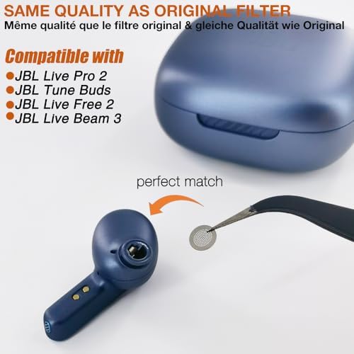 High-Performance Dust-Proof Mesh Replacement Filters for JBL Tune Buds, Live Pro 2, Live Free 2 & Live Beam 3 – 4 Pairs of Essential Earphone Accessories for Enhanced Audio Clarity and Device Longevity