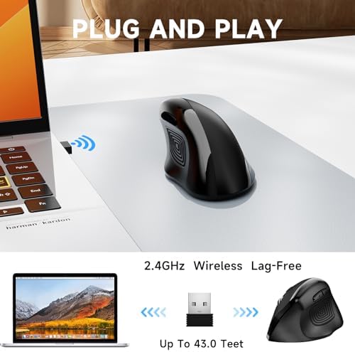Elevate Your Comfort and Style with the memzuoix Purple Ergonomic Wireless Mouse – Right-Handed Vertical Design for Natural Wrist Posture, Adjustable DPI of 800/1200/1600, Perfect for PCs, Laptops, and Desktops – Experience Lag-Free 2.4 G Connectivity and Enhanced Productivity!