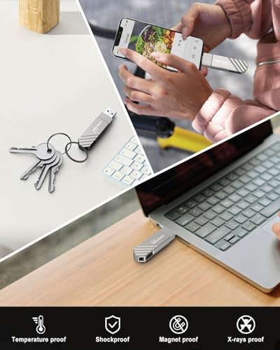 KOOTION 128 GB USB-C Flash Drive – Lightning Fast 450 MB/s Data Transfer, Dual OTG Design for i Phone 15/16 & USB Devices, Durable Metal Swivel Construction for Ultimate Portability and Style
