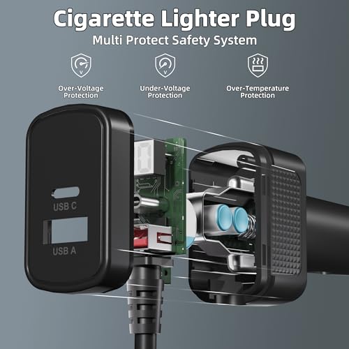 Starlink Mobile Power Hub: 100 W Waterproof Car Charger with Dual USB & Type-C Ports – Flexible 10 FT & 3 FT DC Cables for Seamless Satellite Internet on the Go
