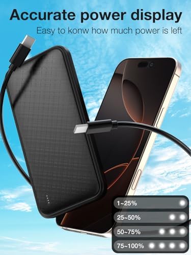 High-Speed 20 W Portable Charger – 10,000 m Ah Fast Charging Power Bank with USB-C PD & QC 3.0 for Ultimate Device Compatibility – Slim, Lightweight Battery Pack for i Phone & More – Perfect for On-the-Go Power Needs