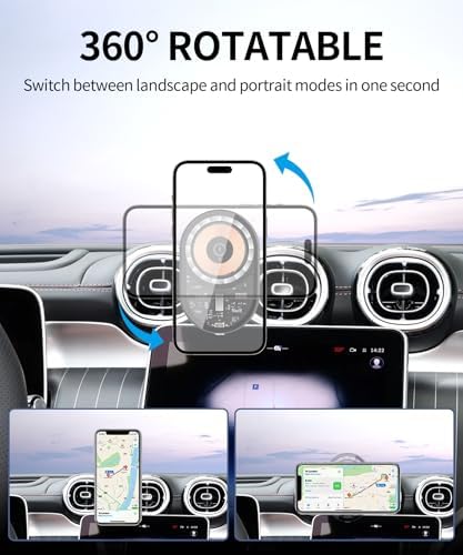 Premium Wireless Charging Car Phone Holder for Mercedes Benz GLC & C Class (2022-2025) – 360° Adjustable Mount with Mag Safe Compatibility – Stylish & Safe Navigation Solution for the Modern Driver