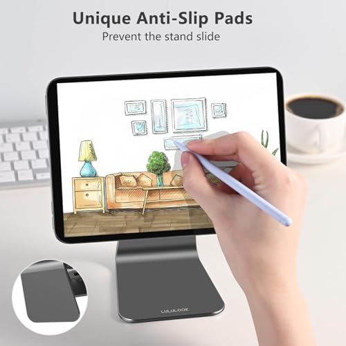 Transform Your i Pad Mini 6 (2021) Experience with LULULOOK Magnetic Stand – Ergonomic Aluminum Holder for Optimal Viewing & Drawing, Adjustable Height & Angle, Lightweight Design for Easy Portability and Versatile Portrait/Landscape Use