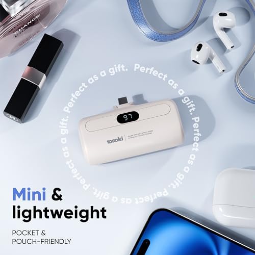 Compact 5000 m Ah Portable Charger for i Phone 15/16 and USB-C Devices – Fast Charging Mini Power Bank in Sleek White – Lightweight On-the-Go Power Bank for Busy Lifestyles – Perfect for Travelers and Professionals