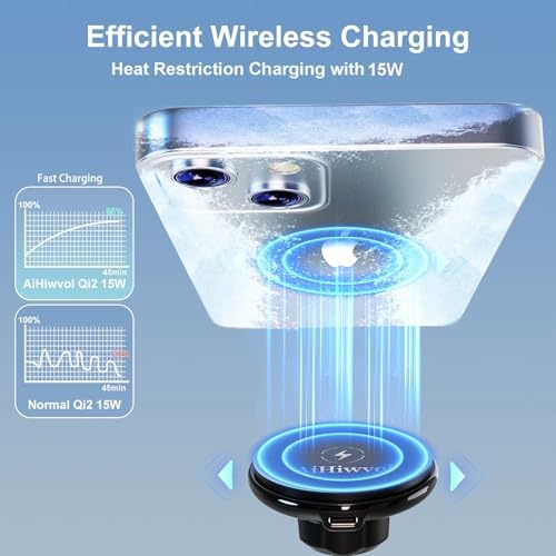 Transform Your Vehicle into a Powerhouse with the Qi2 15 W Mag Safe Car Cup Holder Charger – Effortless Fast Wireless Charging for i Phone 12 to 16 Series, Featuring Advanced Heat Restriction Technology and Magnetic Stability – Includes 30 W PD3.0 & QC4.0 Car Adapter for Unmatched Performance – Universal Solution for All Qi-Enabled Devices