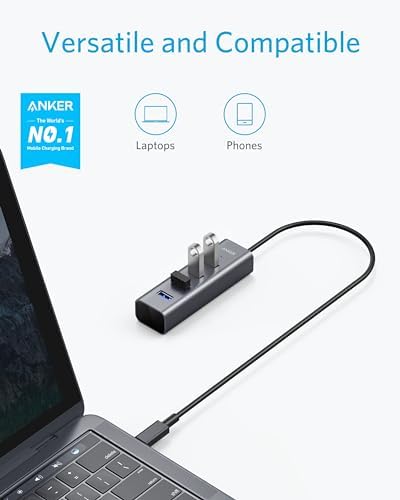 Anker Aluminum USB C Hub with 4 High-Speed USB 3.0 Ports – Ultimate Connectivity Solution for Mac Book Pro, Chromebook, Galaxy S9/S8 & More – Compact, Durable Design for Professionals & Students on the Go