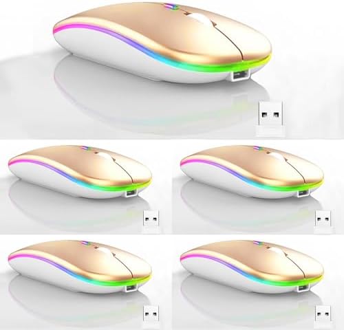 Seamless Productivity with 3 Pack Rosy Glow Red Wireless Bluetooth Mouse – Rechargeable, Silent, and Slim Dual Mode Mice for Laptop, Desktop, i Pad, and Mac – Perfect for On-the-Go Professionals and Students