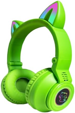 Adorable LED Cat Ear Bluetooth Headphones for Kids – Safe 85 d B Volume Limiting, Foldable Wireless Design with Built-in Microphone and FM Radio, Perfect for Music, Learning, and Play – Available in Charming Pink and White Variants for a Fun Listening Adventure