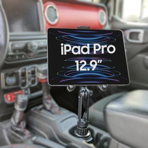 Universal Tablet Car Holder Mount – Cellet Premium Cup Holder Cradle with 360-Degree Rotation for i Pad, Samsung Galaxy, Amazon Fire, and Microsoft Surface – Effortless Installation, Optimal Stability, and Enhanced Viewing Experience While Driving