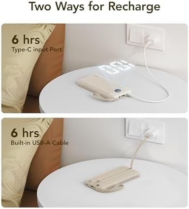 VRURC 10,000 m Ah Slim Power Bank – Ultimate Multi-Device Portable Charger with Built-in Cables, 5 Outputs & Dual USB-C Inputs for i Phone, Samsung, Android – Travel Essential for On-the-Go Power Solutions