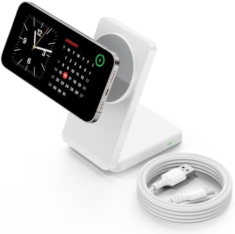 Mag Safe Foldable Wireless Charger Stand for i Phone 12-16 Series – 15 W Fast Charging with Adjustable Viewing Angles, Space-Saving Design, and Enhanced Magnetic Stability – Black – Ultimate Charging Solution for Home and Office Use