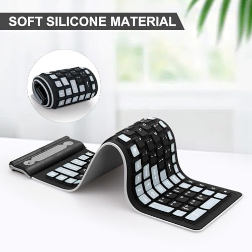Sungwoo Foldable Wireless Silicone Keyboard – Lightweight, Waterproof & Dustproof Travel Companion for PC, Notebook & Laptop Users – Enhanced 2.4 GHz Connectivity for Seamless Typing on the Go