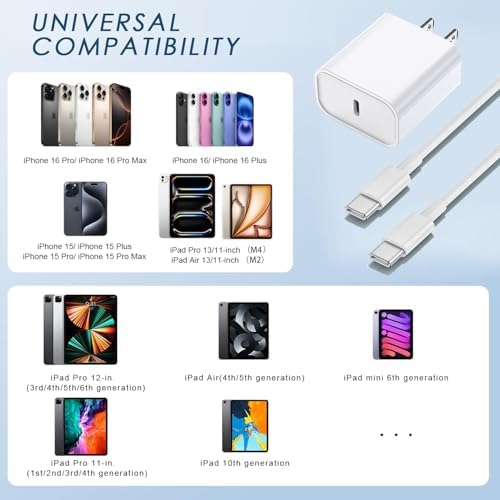 Rapid Charge Bundle: 3-Pack 6 FT USB-C to Lightning Cables for i Phone – Ultra-Fast Charging Compatibility with i Phone 14 Pro Max, 14 Plus, 13, 12 Mini, 11, 10, XS, SE – Durable & Convenient Charging Solution for Home, Office, and Travel