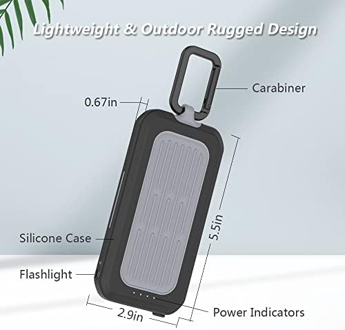 XWIN 10000 m Ah Outdoor Waterproof Power Bank: Ultra-Rugged Fast Charger with USB C PD 20 W, IP67 Dustproof Design & Built-in Flashlight for Camping and Hiking, Compatible with i Phone, i Pad, Samsung Galaxy, Android Devices – The Ultimate Portable Power Solution for Adventurers and Everyday Users