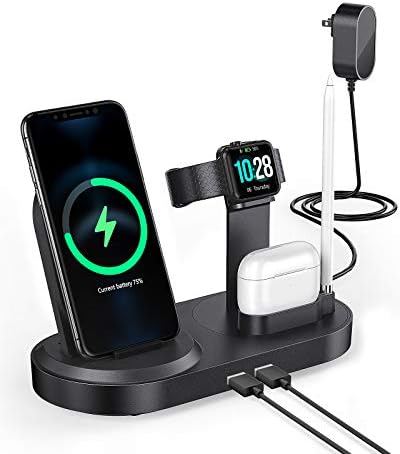 All-in-One 4-in-1 Wireless Charging Station for Apple Devices – Fast Charging Dock with Dual USB Ports for i Phones, Apple Watch & Air Pods – Sleek Design for Home & Office – Enhanced Speed & Compatibility with i Phone 12/13/14/15/16