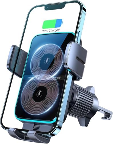 JOYROOM Dual Coil Wireless Car Charger Mount – Fast Charging Phone Holder with Auto Smart Clamping for i Phone 16 Pro Max & Samsung Galaxy S24/S24/S22/21 Ultra – Ultimate Compatibility and Convenience for On-the-Go Navigation