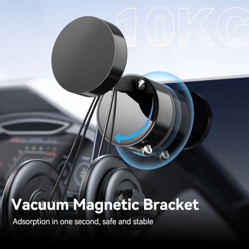 Magnetic Car Phone Mount – Ultra Strong Vacuum Suction Phone Holder for Dashboard/Windshield, Foldable 360° Adjustable Car Phone Mount Compatible with iPhone 16/15/14 & All Smartphones-817001A – Enhanced Compatibility and Speed