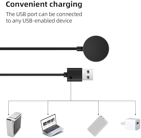 Magnetic Charging Cable for Gabb Watch 3/3 e – 3.18 FT USB Connector for Effortless Smartwatch Power-Up – Durable Black Charger for Optimal Performance and Convenience in Everyday Use
