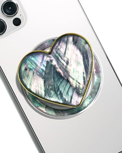 Chic Natural Seashell Heart-Shaped Phone Grip and Stand – Elegant Crème Mobile Accessory for Smartphones and Tablets – Ideal Collapsible Holder for Trendsetters Seeking Style and Functionality – Durable, Portable Design for Effortless Hands-Free Viewing