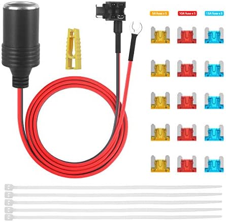 Jtron 12 V Add-a-Circuit Fuse Tap Adapter – 3.3 ft 18 AWG Power Cable with Premium Fuse Holder for Reliable Automotive Device Connectivity and Safety Solutions