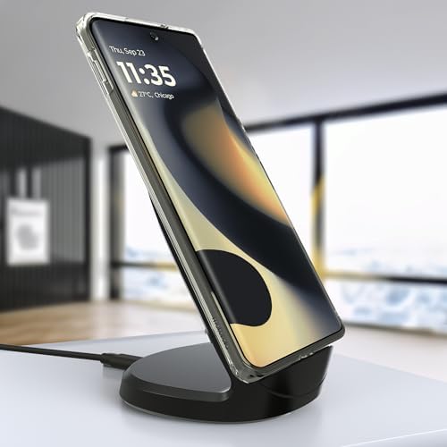 Motorola Turbo Power 15 W Qi Wireless Charging Stand with 33 W Fast Charger & USB-C Cable for Moto G Power 2024/2025, Edge Series, & Razr Models – Ultimate Charging Kit for Enhanced Performance and Compatibility