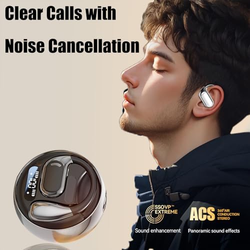 Revolutionary M76 Black AI Translation Earbuds: Advanced Bone Conduction Technology for Uninterrupted Multilingual Communication | Bluetooth Connectivity for Effortless Pairing with Devices | Lightweight, Ergonomic Design Perfect for Travel and Business | Real-Time Translation Capabilities to Connect Across Cultures | Superior Battery Life for All-Day Engagement | Experience Enhanced Sound Clarity and Compatibility in Every Conversation | Ideal Language Learning Tool and Travel Companion for Global Explorers