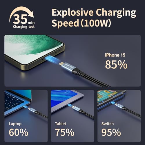 Long USB C Monitor Cable 10FT, 4K@60Hz Video Output 100W PD Charging, 20Gbps Data Transfer, Long USB C 3.2 Gen 2×2 Cable for MacBook, iPad, Dell, LG, ARZOPA, KYY for Portable Monitor – Enhanced Compatibility and Speed