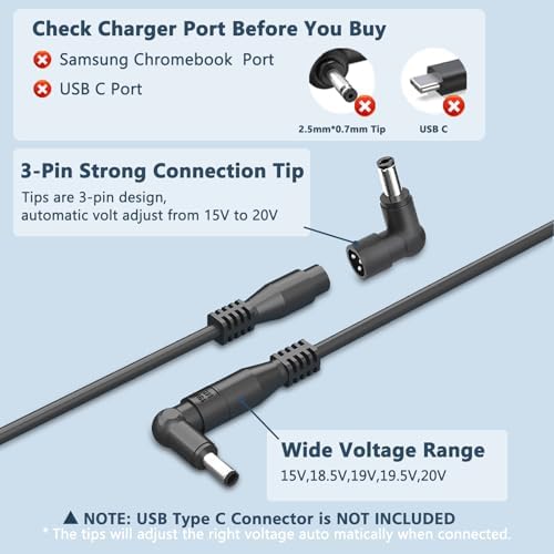 Universal 90 W Laptop Charger with 16 Connectors – Versatile Power Supply for HP, Dell, Lenovo, Acer, and More – Plug-and-Play Convenience with Automatic Voltage Adjustment – High Compatibility for Multiple Laptop Models – Ideal for Ultrabooks and Chromebooks – Efficient Power Source for Diverse Brands – Global Input Voltage: 100-240 V – Perfect for Students, Professionals, and Travelers – Reliable Charging Solution with Enhanced Speed and Performance