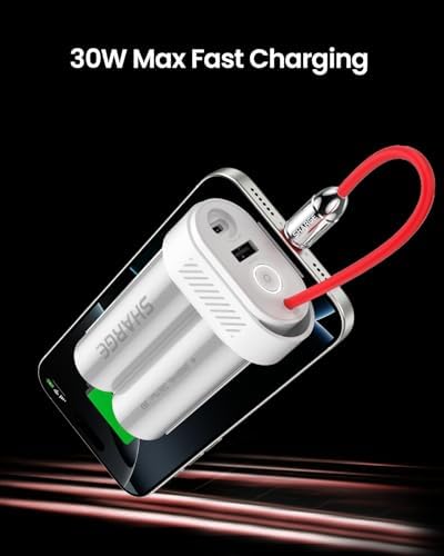 Ultra-Fast 30 W 10000 m Ah Power Bank with Built-in USB-C Cable – Compact Portable Charger for i Phone 16/15, Galaxy S24, i Pad, and More – Triple Device Charging for On-the-Go Convenience – Quick Recharge in 3.5 Hours – Sleek Gray Design for Enhanced Compatibility and Speed