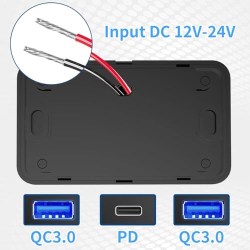 High-Speed 12 V USB Charging Socket Panel with PD 3.0 & QC 3.0 for Cars, Motorcycles & Buses – Waterproof Wall-Mounted Charger with Easy Control Switch for Ultimate Power Delivery and Device Compatibility