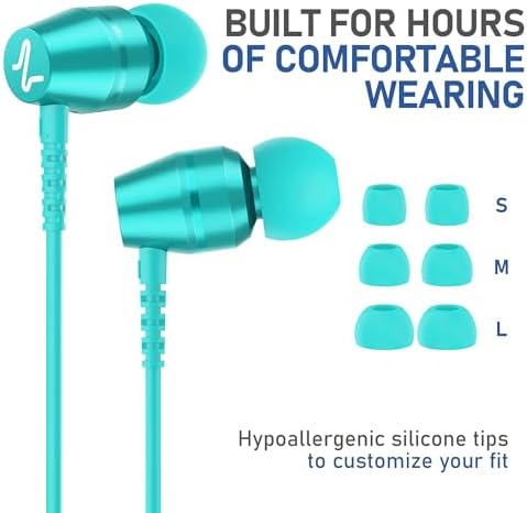LUDOS OMNITONE USB-C Earbuds – Rich Sound Quality & Comfortable Fit for i Phone 16 & Samsung Galaxy S24 – Noise-Canceling Technology, Ergonomic Design, 5-Year Warranty – Turquoise – Perfect for Music, Gaming, and Calls with Quick USB-C Connectivity and Wide Device Compatibility