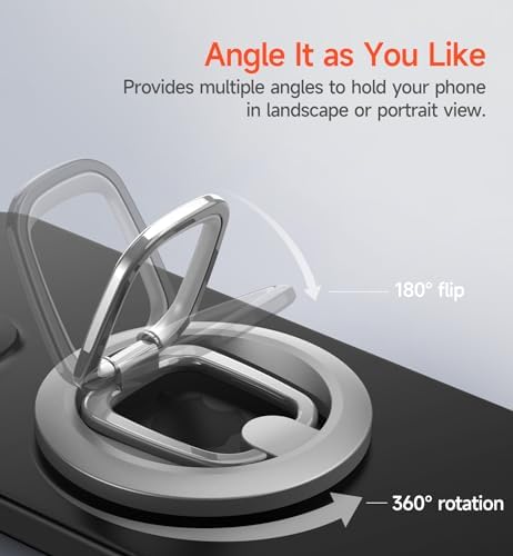 SURITCH Mag Safe Phone Grip – Innovative Magnetic Ring Holder for i Phone 15 Series, 360-Degree Adjustable Kickstand for Optimal Viewing, Ergonomic Design for Secure Handling, Sleek Silver Finish, Seamless Compatibility with Mag Safe Cases – Transform Your Mobile Experience