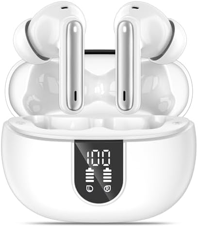 Elevate Your Sound Experience: Stylish Rose Gold Wireless Earbuds with Bluetooth 5.3, 40-Hour Playtime, Deep Bass Stereo, Noise-Canceling Mic, and IP7 Waterproof Durability for i OS & Android Devices – Perfect for Music Lovers and Active Lifestyles