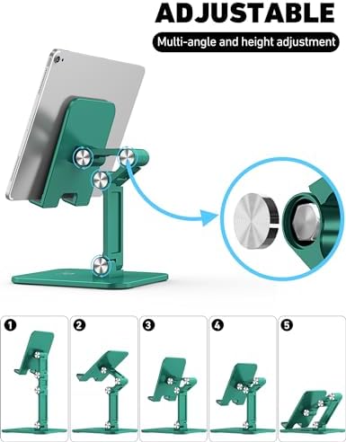 Revolutionize Your Workspace with the OCYCLONE Foldable Tablet Stand – Adjustable Holder for i Pad, Kindle, and Smartphones (4-15.6″) – Portable Desk Accessory for Home and Office – Ergonomic Design Enhances Comfort and Productivity – Sleek Black Finish for Modern Aesthetics – Perfect for Video Calls, Reading, and Entertainment