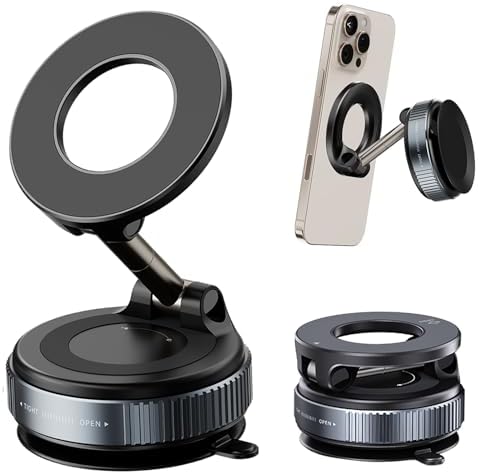 Junfire Car Phone Holder, [Phone Vacuum Mount for Car] Ultra-Stable Suction Cup, 360° Adjustable, Universal Fit for All Phones, Dashboard/Windshield Mount, Rock-Solid Grip for Drivers & Travelers – Enhanced Compatibility and Speed