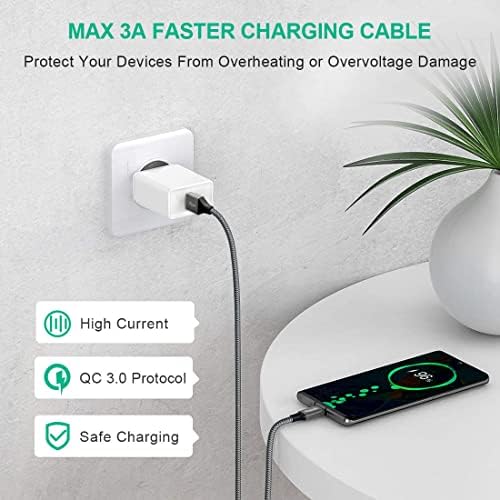 Premium 12 ft Braided USB C Cable (2-Pack) by etguuds – Fast Charging & Data Transfer for Samsung Galaxy S22/S21/S20 Ultra, LG, Moto, Pixel – Durable, Universal Compatibility for Home & Office Use, Effortless Connectivity