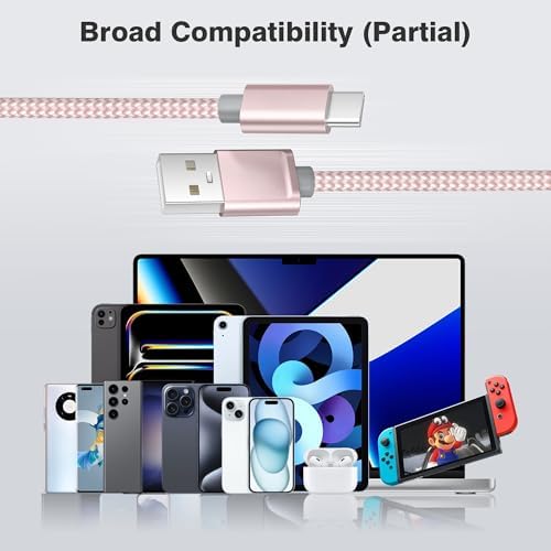 Versatile Elebase USB C Charger Cable Trio – 1.5/3.3/6.6 FT Fast Charging Cords for i Phone 15/16 Max, Samsung Galaxy S8-S24, and Motorola Devices – Durable, Tangle-Free Design for Rapid Data Transfer and Enhanced Compatibility