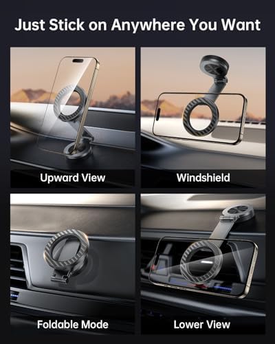 SYNCWIRE Mag Safe Car Mount – Ultimate 360° Rotating Magnetic Phone Holder for All Smartphones, Adjustable Metal Arm for Custom Positioning, Ultra-Strong Magnet for Secure Dash Installation, Perfect Companion for i Phone 16, 15, 14, 13 Pro Max – Elevate Your Driving Experience with Seamless Accessibility and Stability