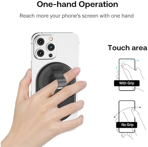 AUROX Mag Safe Phone Grip with Kickstand & Finger Loop – Premium Magnetic Holder for i Phone 12-16 Series in Sleek White – Unmatched Stability & Hands-Free Viewing for Ultimate User Convenience