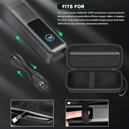 Anker Power Bank Case for 737, Prime & Zolo Models – Travel-Ready Protective Pouch for 25000 m Ah, 24000 m Ah, 27650 m Ah Chargers – Lightweight Charging Station Holder for i Phone & Mac Book – Enhanced Organization & Durability