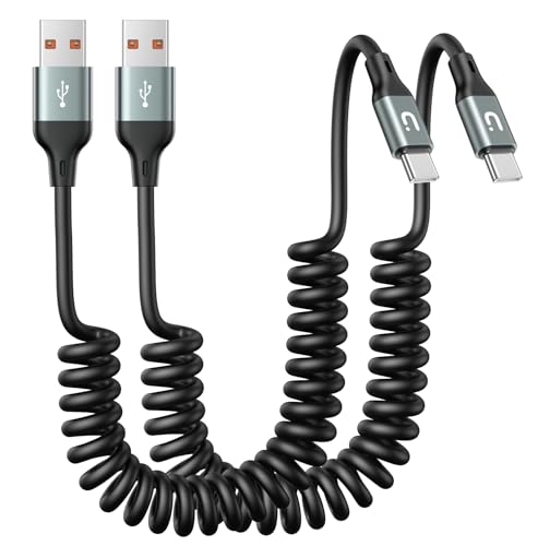 USBC to USBC Cable for Car, 3FT Coiled USB Type C Charge Cable Fast Charging, 2Pack Short USB-C Cable Compatible with iPhone 16/15/Samsung Galaxy S20 S10 S9 S8 Plus Note 10 9 8 and More USB C Devices – Enhanced Compatibility and Speed