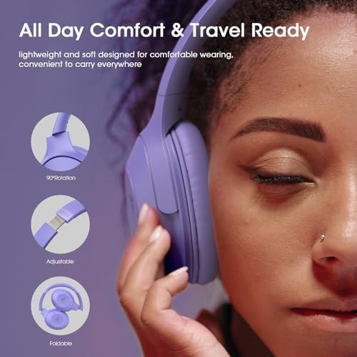 Unleash Your Sound Potential with DOQAUS Over-Ear Bluetooth Headphones – 70-Hour Playtime, Customizable EQ Modes, and Hi-Fi Stereo Sound for Bass Lovers – Perfect for Work, Travel, and Ultimate Comfort with Luxurious Memory Foam Ear Cushions
