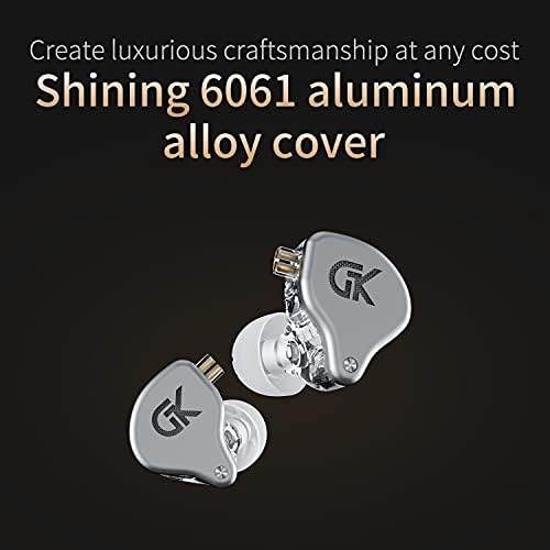 G.K Hybrid Driver Wired Earbuds with Microphone – Premium 7 BA + 1 DD Stereo Sound Isolation Earphones for Musicians, DJs, and Gamers – Noise Cancelling IEM with Detachable 3.5 mm Audio Cable – Sleek Silver Design for Enhanced Compatibility and Durability